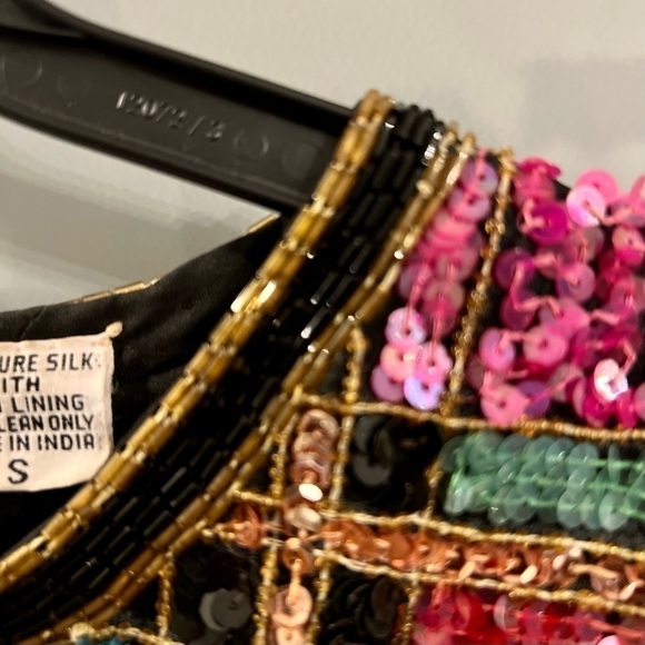 𝅺lawrence KAZAR New York silk sequin jacket. Size S - Picture 4 of 12